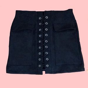 Suede mini skirt lace up, new without tag